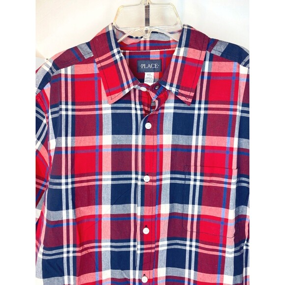 Children’s Place  Plaid Poplin Button Up Shirt - Sweet Pea Size Boys Large Lot 5 - Picture 7 of 16